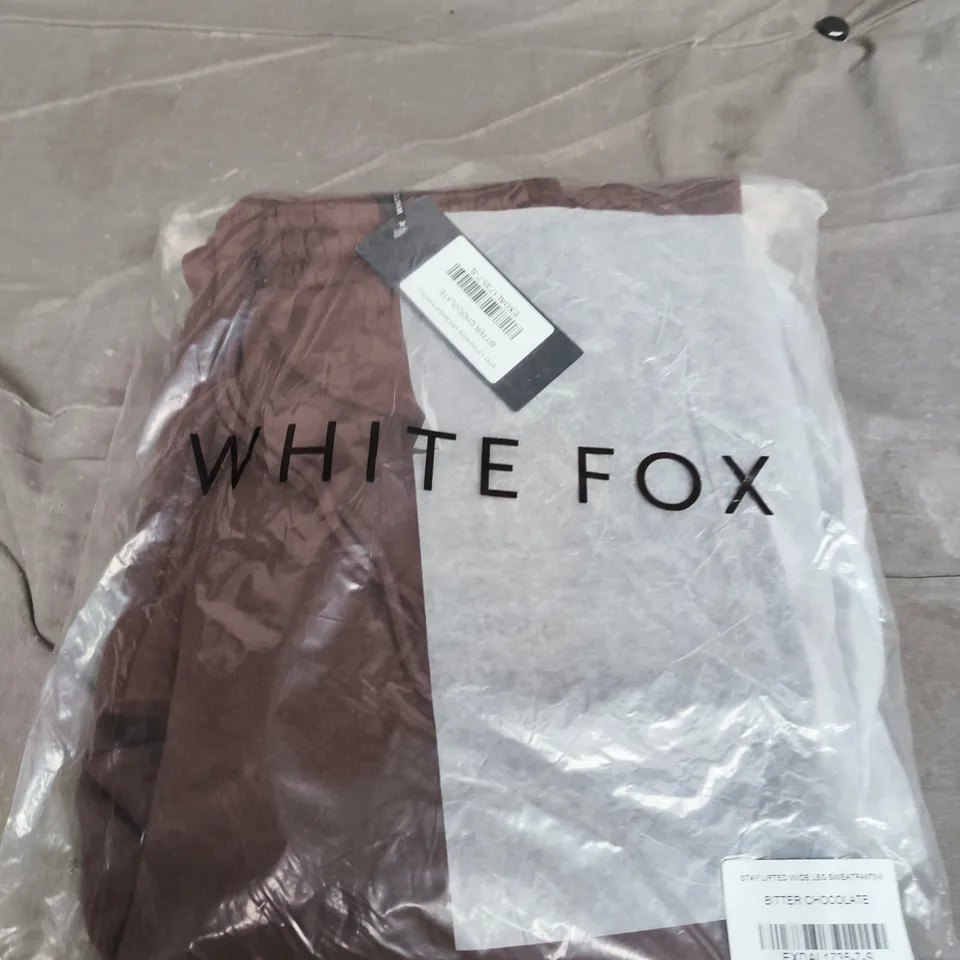 WHITE FOX STAY LIFTED WIDE-LEG SWEATPANTS - BITTER CHOCOLATE, UK SIZE S