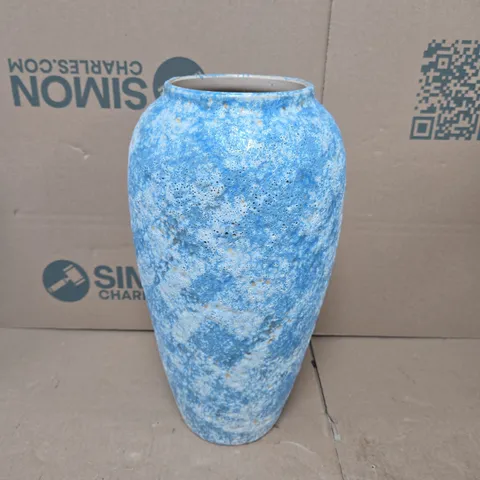 BLUE SPECKLED GLAZED CERAMIC VASE