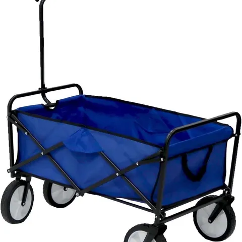 BOXED BLUE HEAVY DUTY FOLDABLE GARDEN FESTIVAL TROLLEY CART WAGON TRUCK