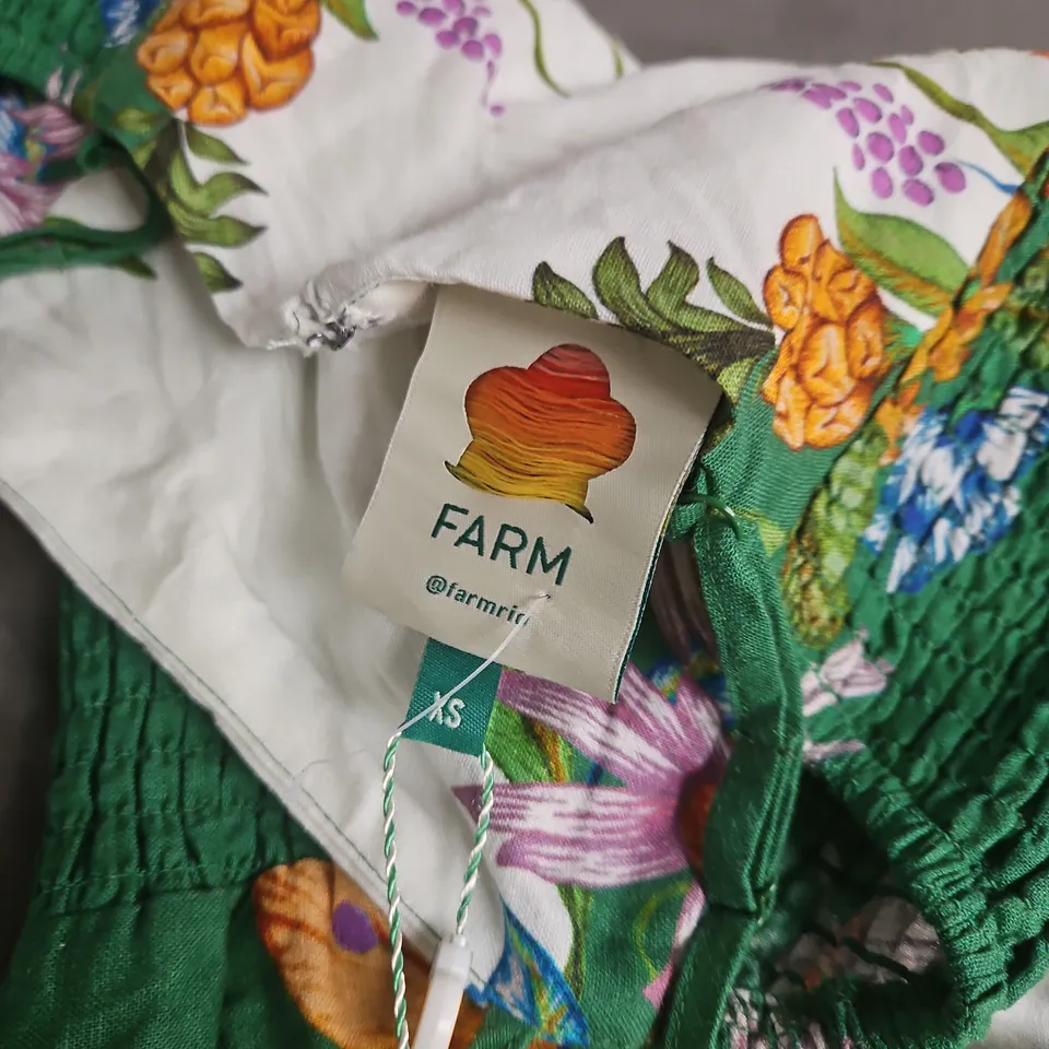 FARM RIO TROPICAL FLORAL MAXI DRESS – GREEN & WHITE, XS