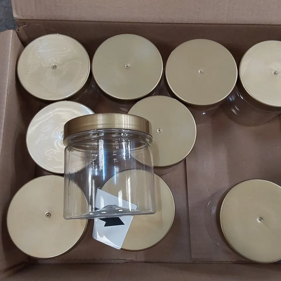 BOXED ROUND PLASTIC 250ML STORAGE JARS - SET OF 10 (1 BOX)