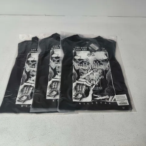 LOT OF APPROXIMATELY 50 BRAND NEW KILLSTAR MINI BLIND MIND TOPS IN BLACK - VARIOUS SIZES