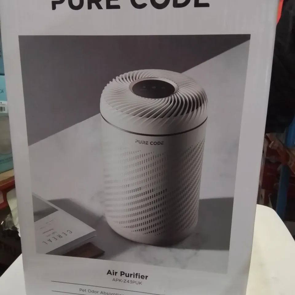 BOXED PURE CODE PORTABLE AIR PURIFIER Model APK-Z43PUK