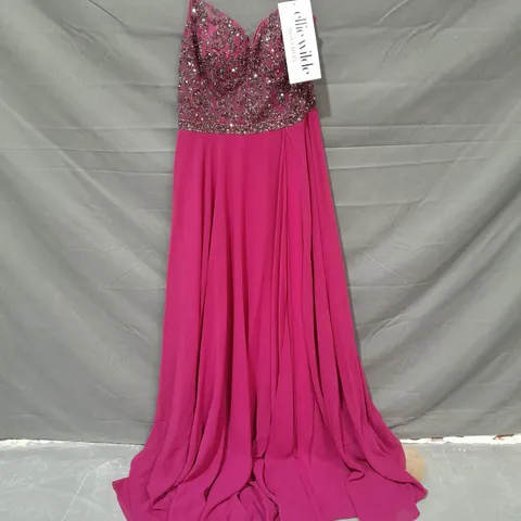 ELLIE WILDE EMBELLISHED OCCASIONAL DRESS IN MAGENTA - 8