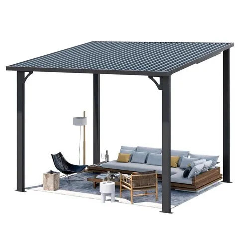 BOXED HARDTOP GAZEBO WITH GALVANIZED STEEL SLOPING ROOF (2 BOXES)