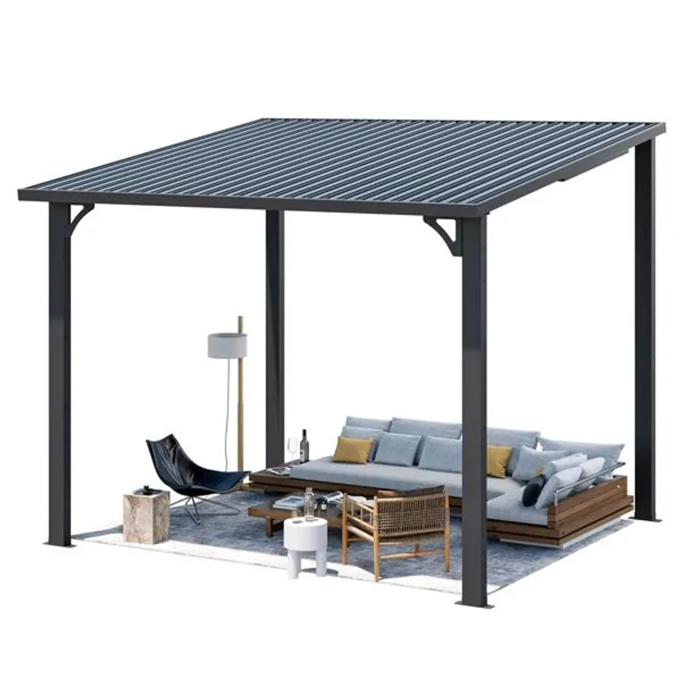 BOXED HARDTOP GAZEBO WITH GALVANIZED STEEL SLOPING ROOF (2 BOXES)