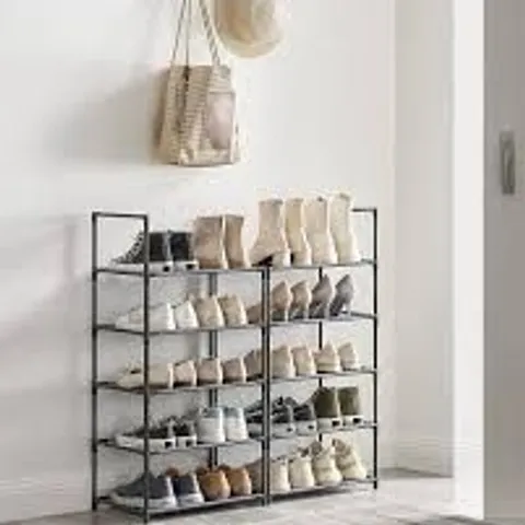 BOXED SONGMICS 10-TIER SHOE RACK, SHOE STAND, SPACE-SAVING SHOE STORAGE - GREY (1 BOX)