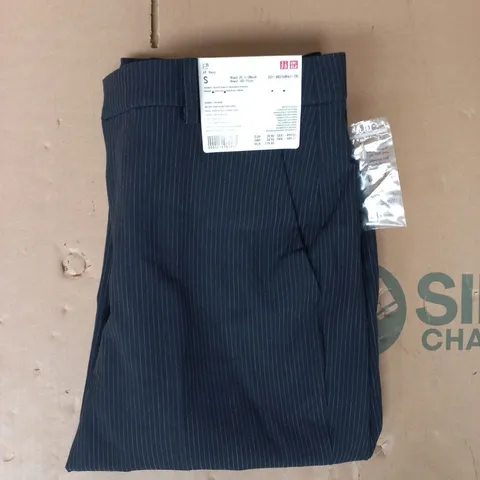 UNIQLO WOMEN'S SMART ANKLE STRIPED TROUSERS IN NAVY SIZE SMALL
