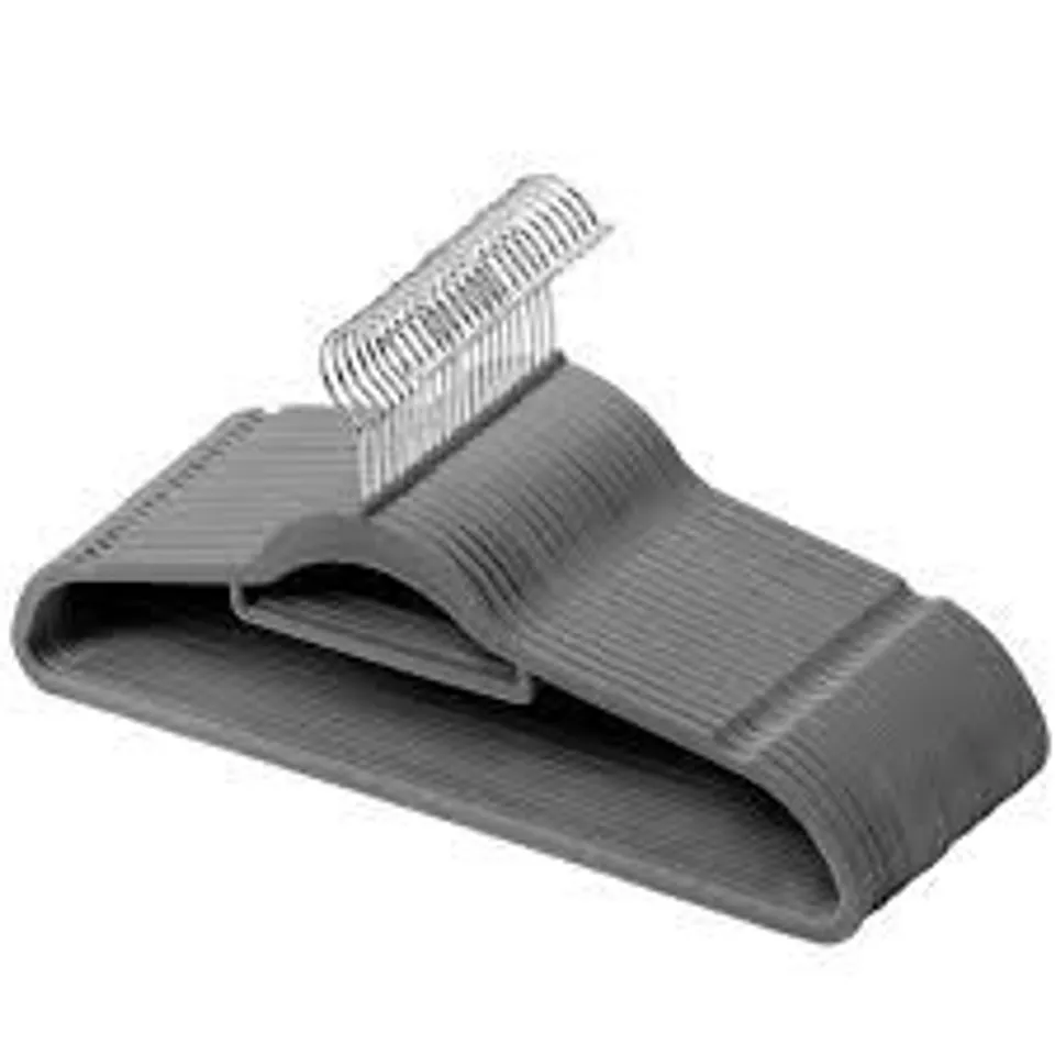 BOXED SET OF 50 GRANDMA SHARK NON-SLIP PLASTIC CLOTHES HANGERS - GREY