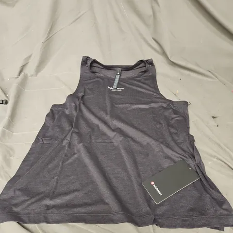 LULULEMON LIGHTWEIGHT KNIT WORKOUT TANK IN HEATHERED BLACK SIZE L