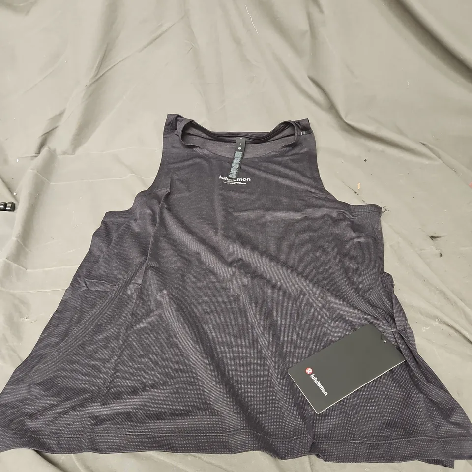 LULULEMON LIGHTWEIGHT KNIT WORKOUT TANK IN HEATHERED BLACK SIZE L