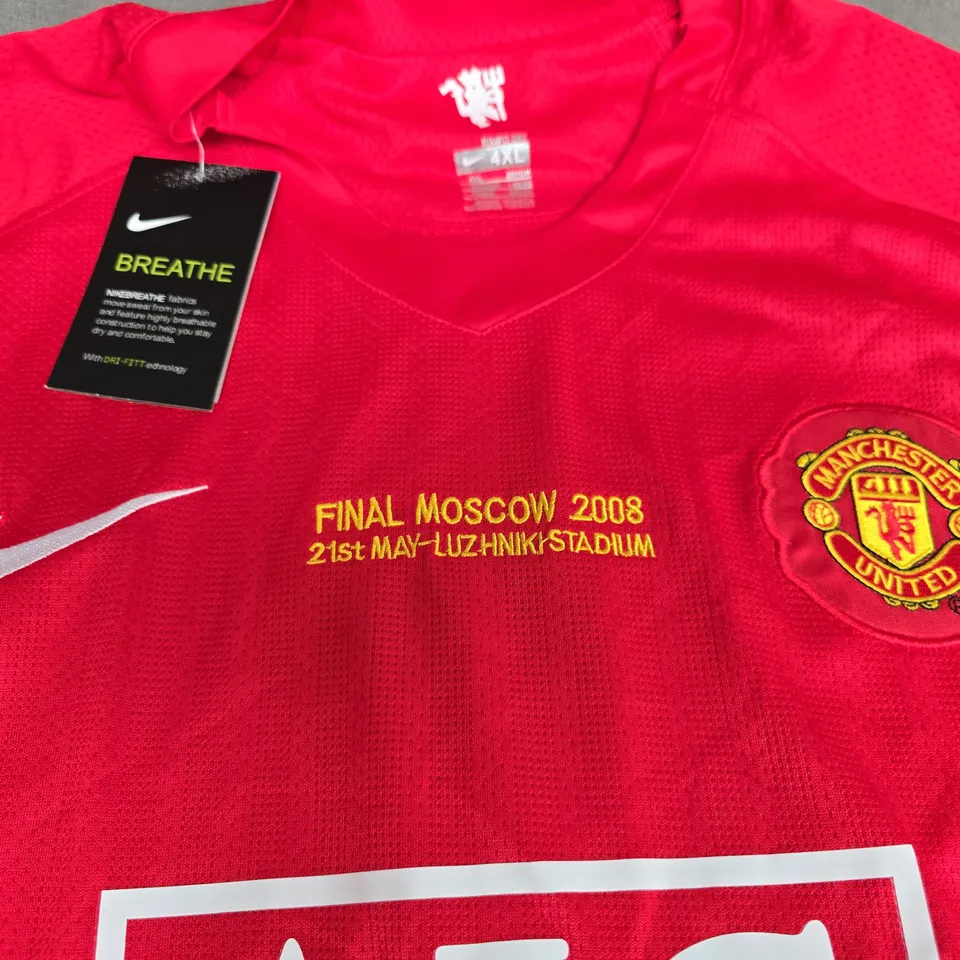 MANCHESTER UNITED FOOTBALL SHIRT – RED, 2008 FINAL MOSCOW, SIZE 4XL, NIKE (#7 RONALDO)