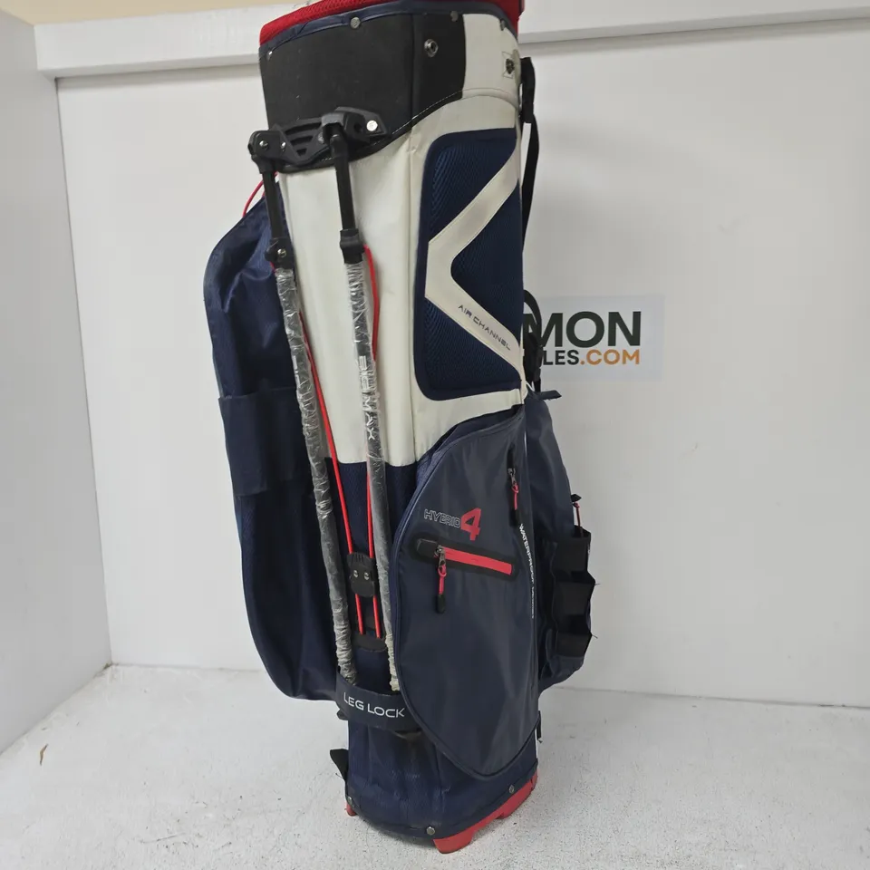 LARGE GOLF CADDY WITH HARNESS-STYLE STRAPS – BLUE, WHITE & RED ACCENTS