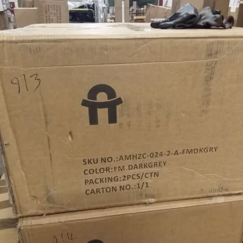 BOXED DINING CHAIRS (SET OF 2) - DARK GREY (1 BOX)