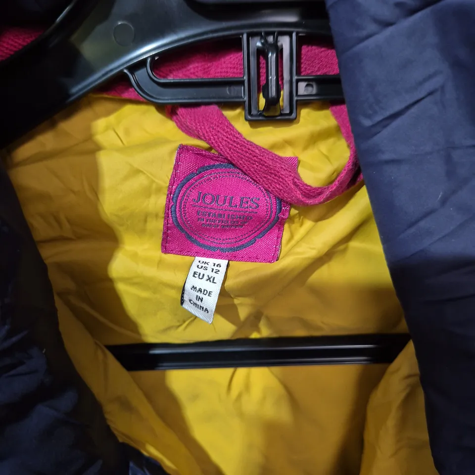 JOULES WOMEN'S NAVY PUFFER JACKET WITH FUR TRIM HOOD – UK 16