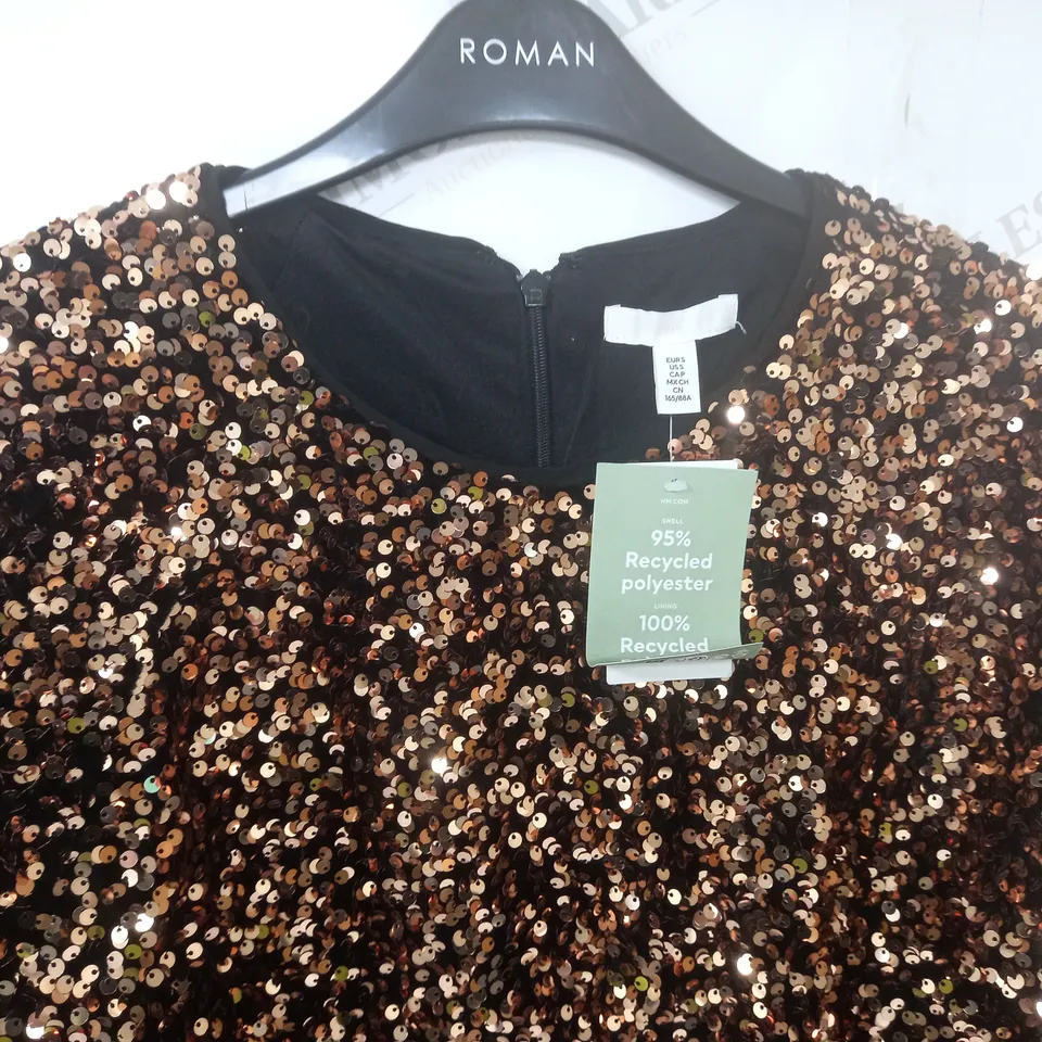 H&M GOLD SEQUIN TUNIC DRESS - EUR S