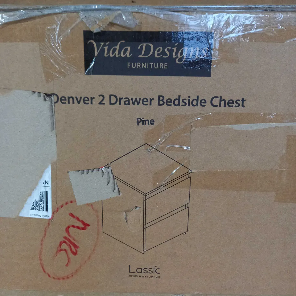 VIDA DESIGNS DENVER 2 DRAWER BEDSIDE CHEST 