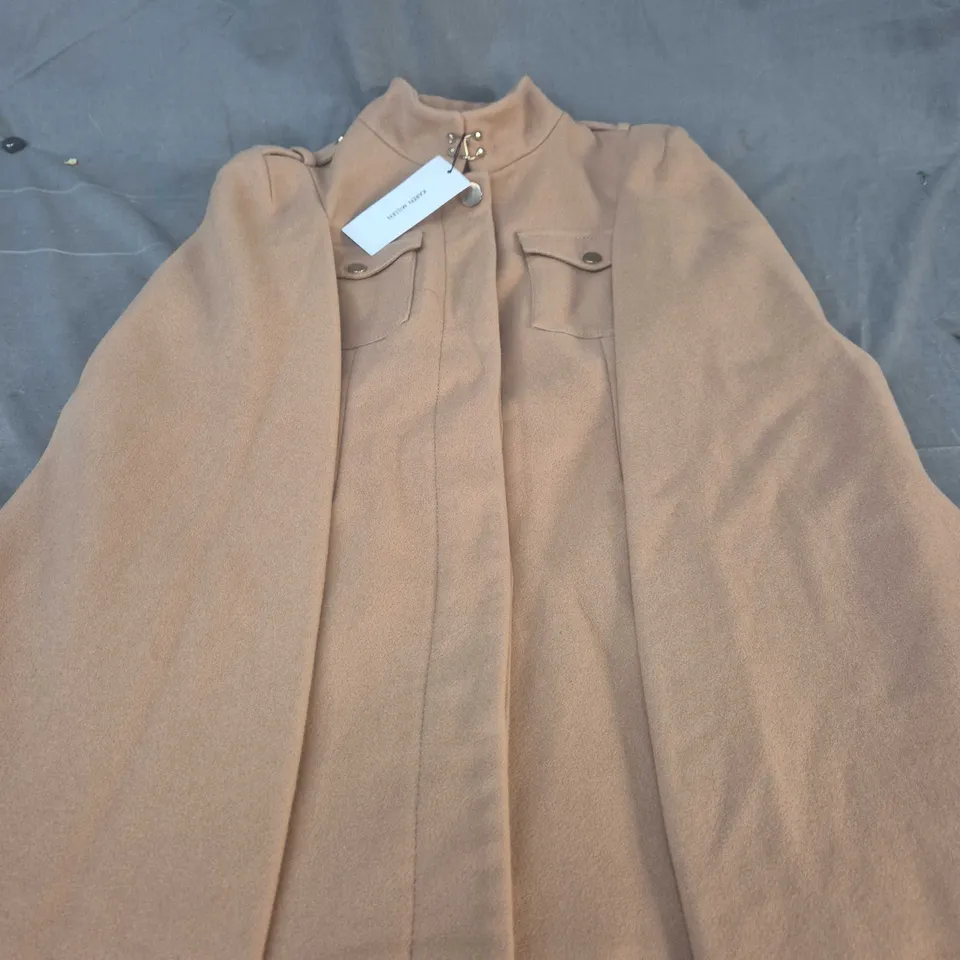 KAREN MILLEN CAMEL MILITARY WOOL MELTON CAPE – WOMEN’S - UK 12