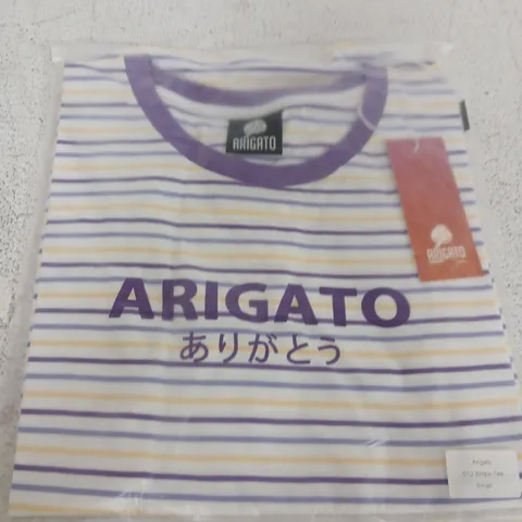 APPROXIMATELY 79 BRAND NEW ARIGATO STRIPE TEE SHIRTS