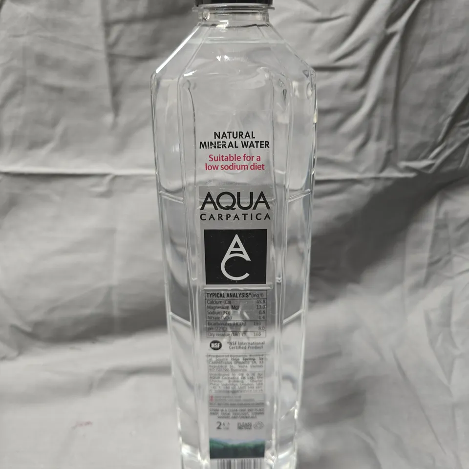 6 X BOTTLES OF AQUA CARPATICA NATURAL MINERAL WATERS - 6 X 2L
