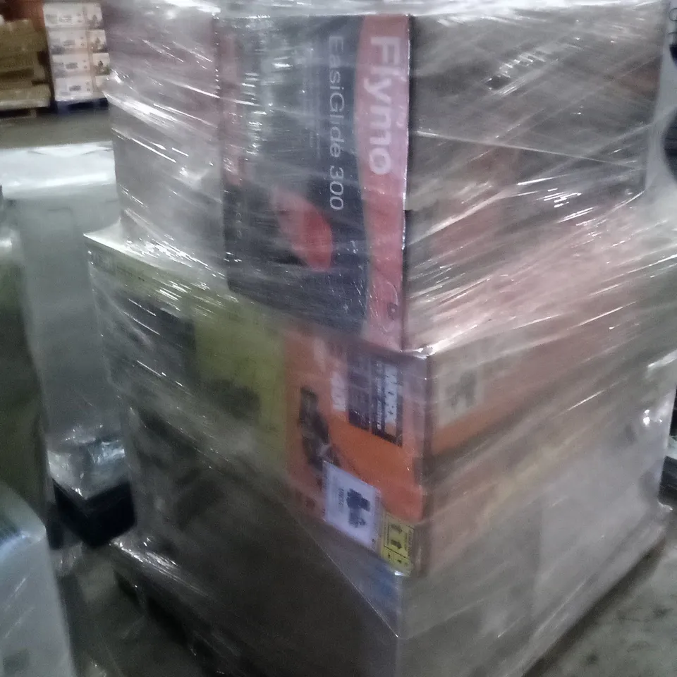 PALLET OF APPROXIMATELY 20 ASSORTED ELECTRICAL ITEMS TO INCLUDE LAWNMOWERS, TRIMMERS , CHAINSAWS , ETC 