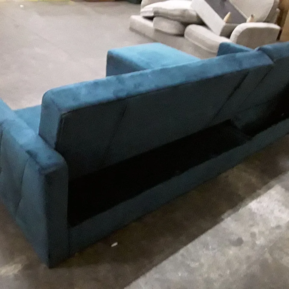 QUALITY DESIGNER 2-PIECE CORNER SOFA CHAISE - TEAL VELVET FABRIC 