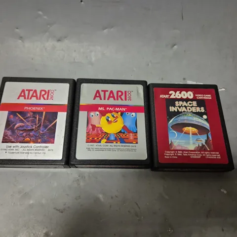 SET OF 3 ATARI GAMES TO INCLUDE - MS PAC-MAN , PHOENIX , SPACE INVADERS 