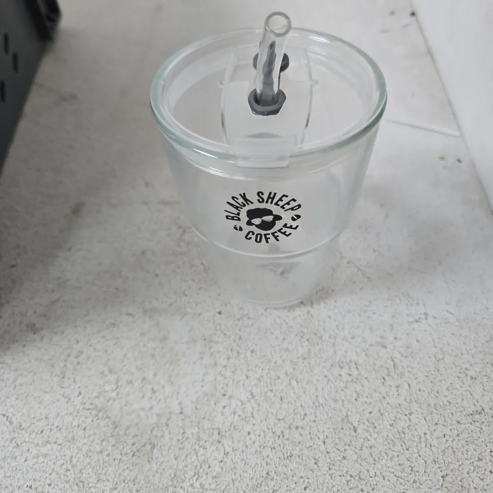 TOTE OF APPROXIMATELY 10 ASSORTED FRAGILE ITEMS TO INCLUDE: BLACK SHEEP COFFEE CUP
