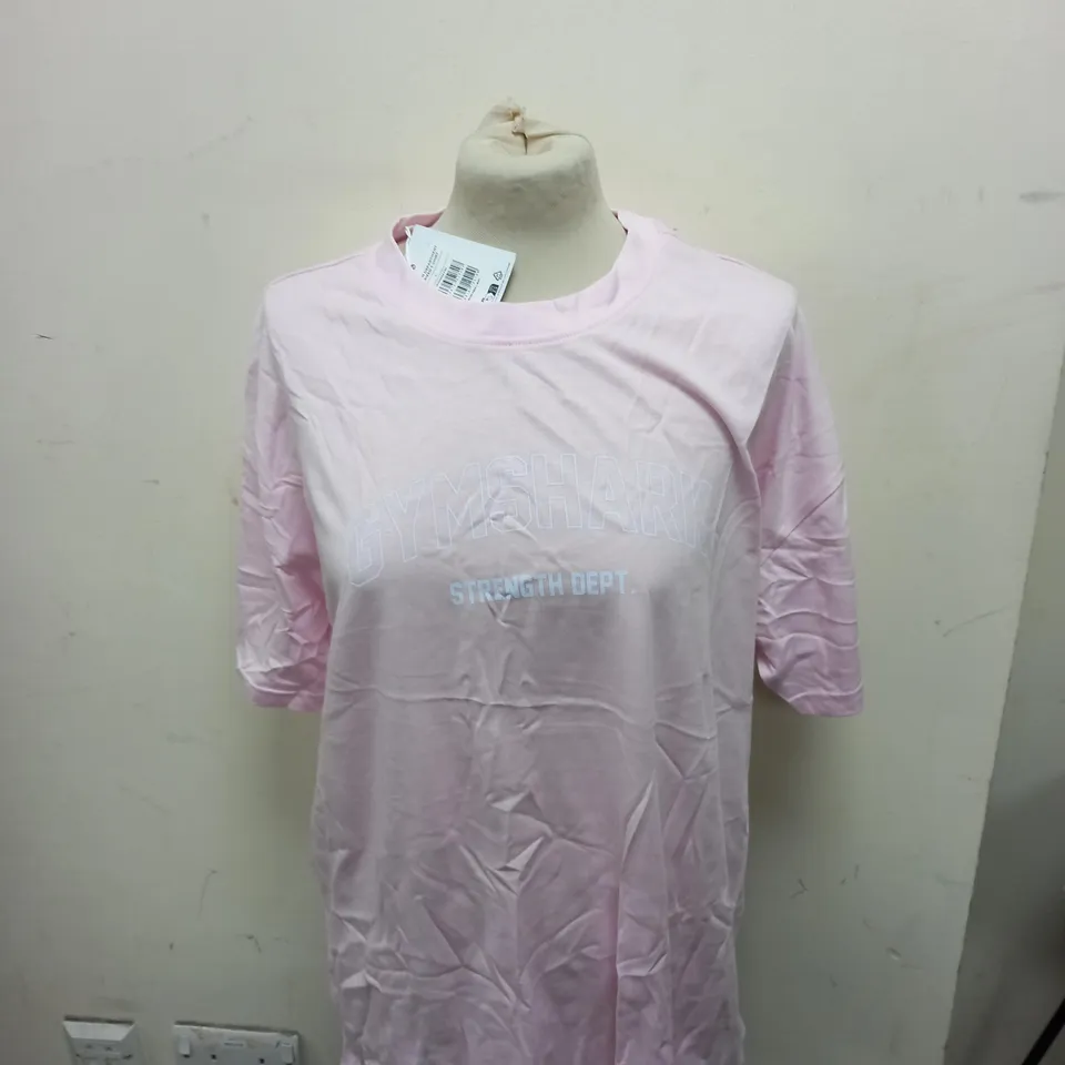 GYMSHARK STRENGTH DEPARTMENT OVERSIZED T-SHIRT - LEMONADE PINK - LARGE 