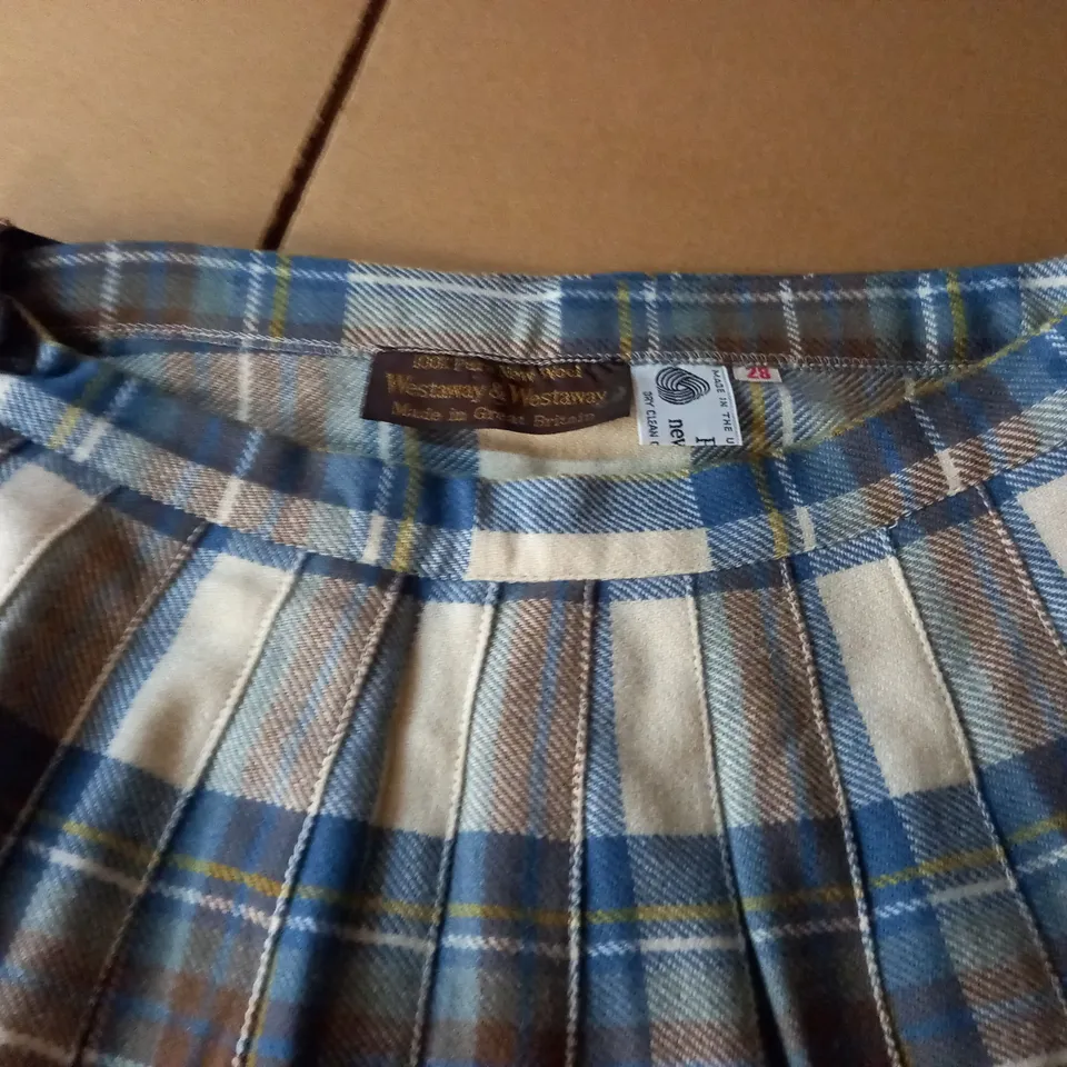 WESTAWAY & WESTAWAY PURE NEW WOOL TARTAN SKIRT - 28