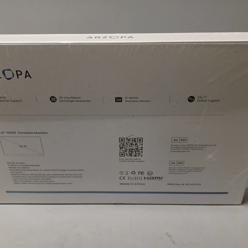 SEALED ARZOPA 15.6" 1080P PORTABLE MONITOR