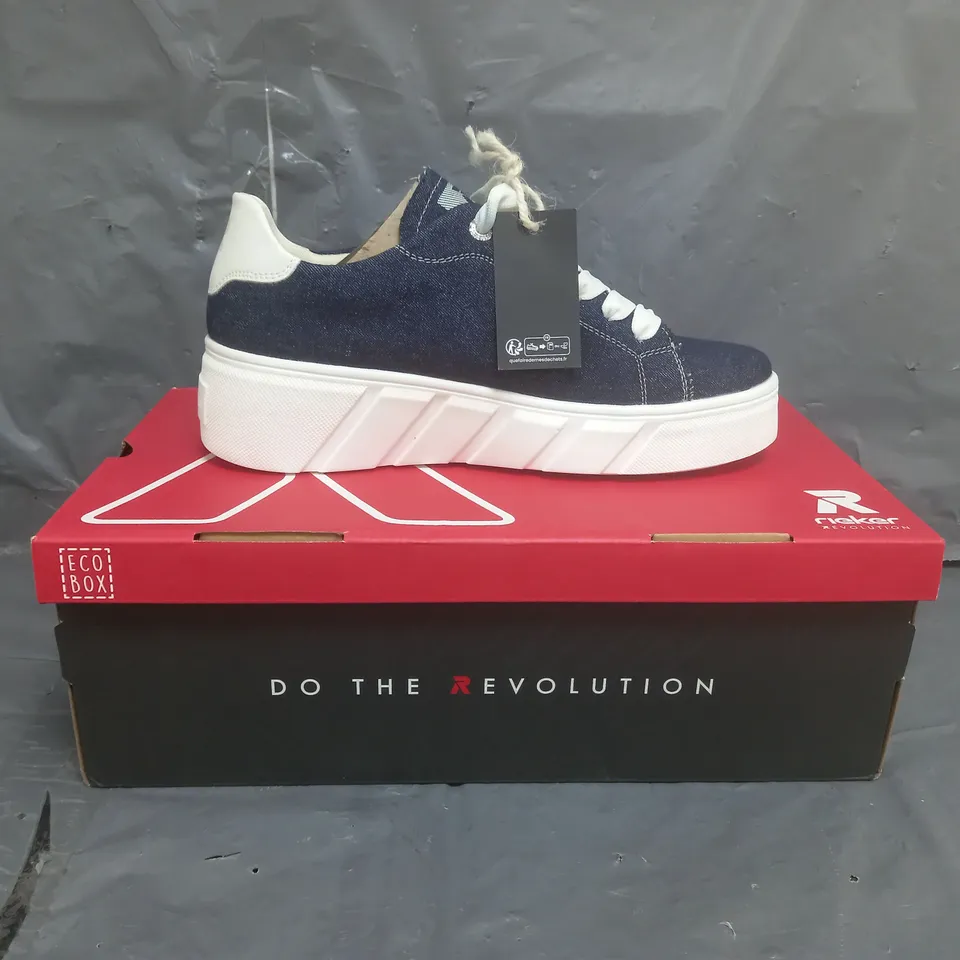 RIEKER CHUNKY PLATFORM TRAINERS DENIM BLUE SIZE 5