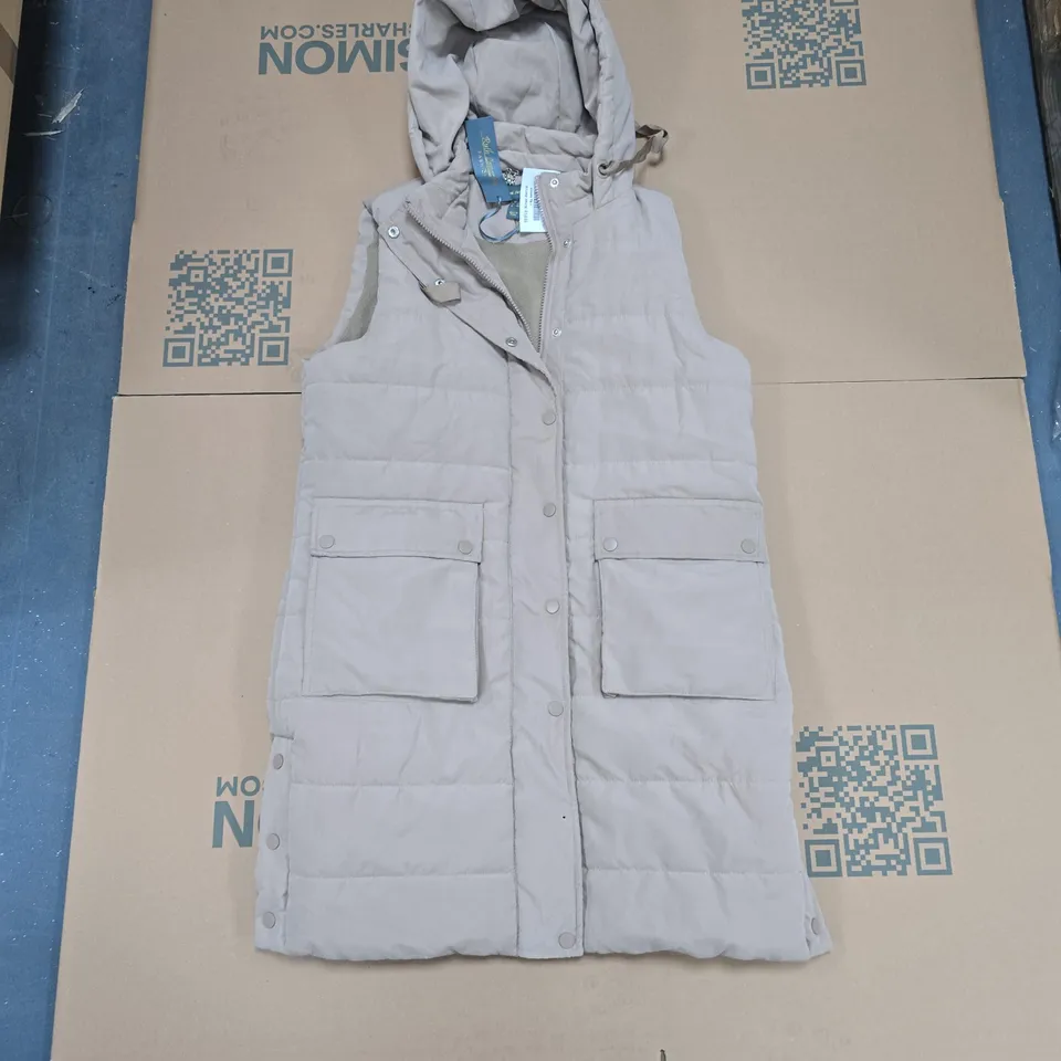RUTH LANGFORD WOMEN'S BEIGE PADDED HOODED VEST – UK 8 (US 4)