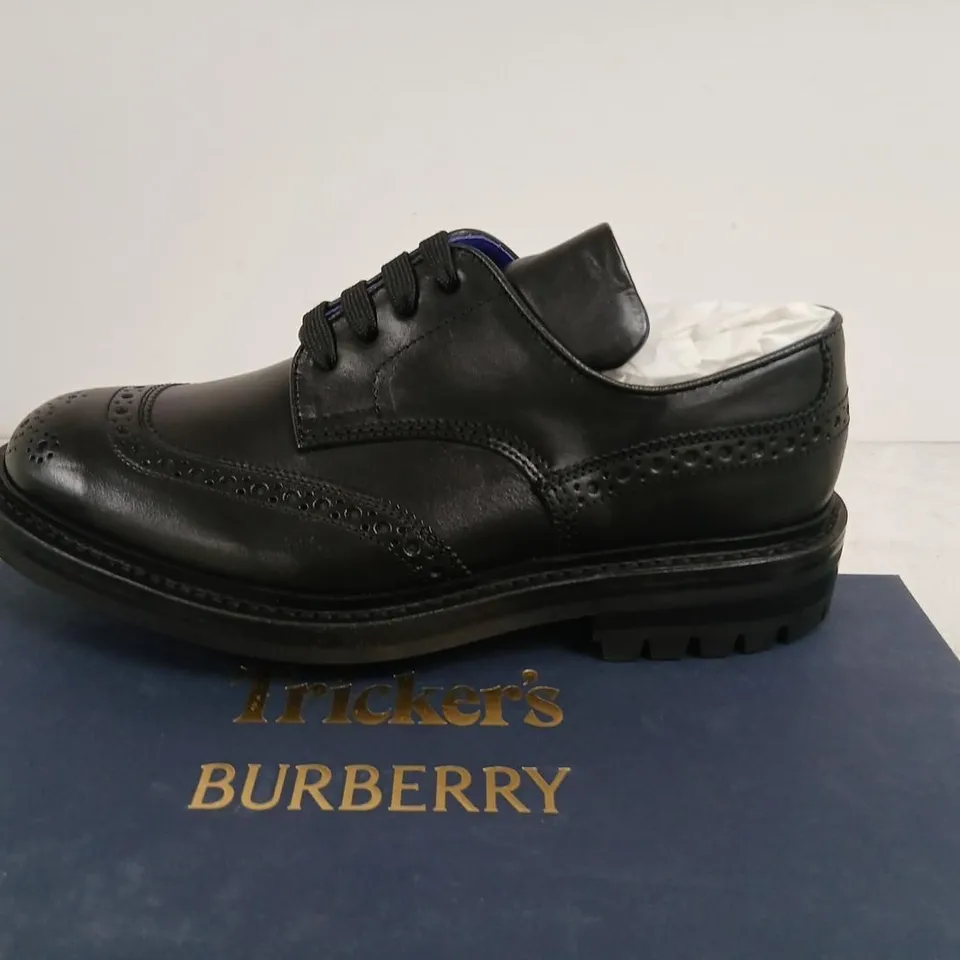 TRICKER'S BURBERRY DERBY SHOES – BLACK LEATHER, RUBBER SOLE, UK 7