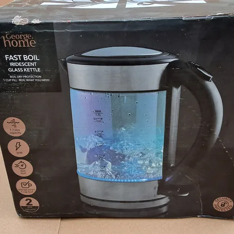 BOXED FAST BOIL IRIDESCENT GLASS KETTLE 