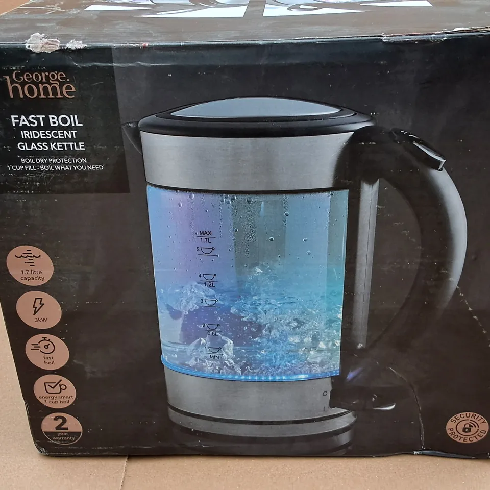 BOXED FAST BOIL IRIDESCENT GLASS KETTLE 