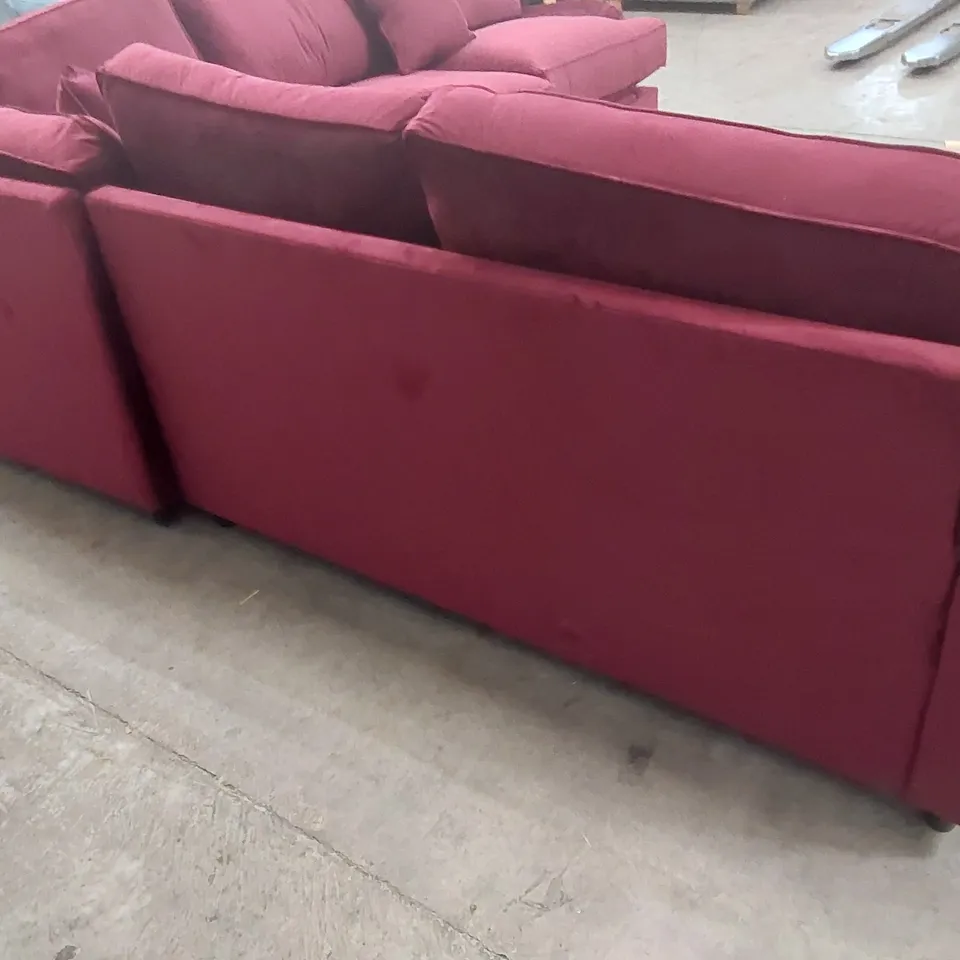 QUALITY DESIGNER RED VELVET CORNER SOFA BED