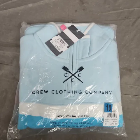 BAGGED CREW CLOTHING COMPANY PANELLED STRIPE HALF ZIP SWEATSHIRT IN STRIPE BLUE - SIZE 10