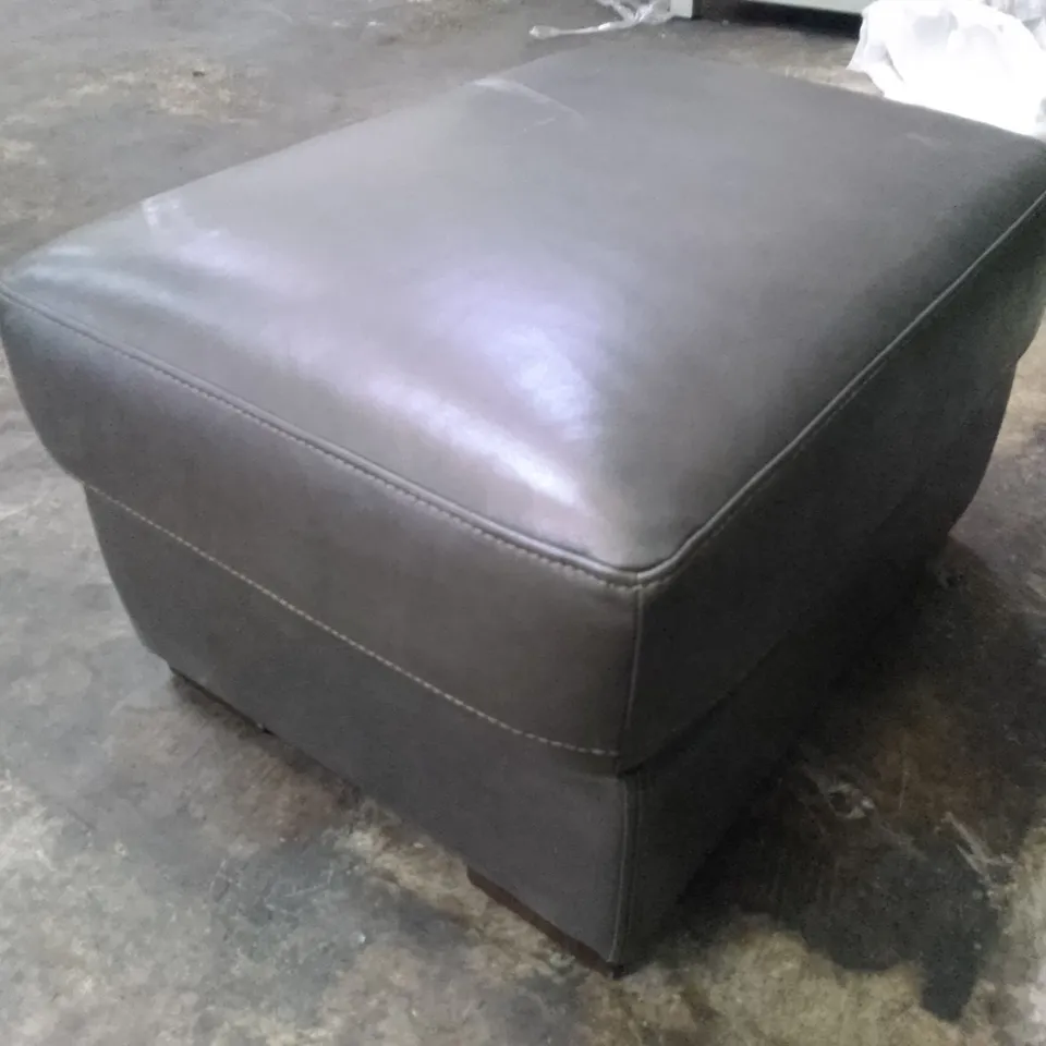 DESIGNER DARK GREY LEATHER STORAGE FOOTSTOOL