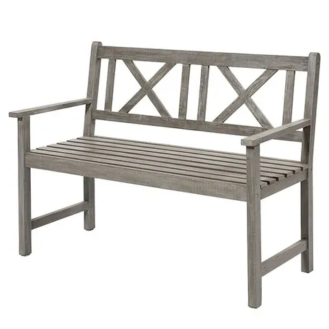 BOXED PACIFIC LIFESTYLE CAMBRIDGE ANTIQUE GREY OUTDOOR 2 SEATER BENCH (1 BOX)