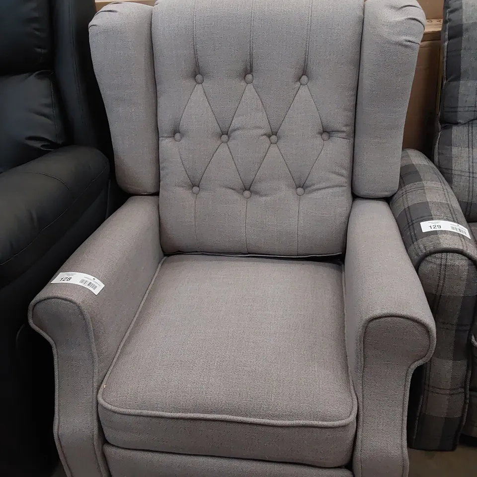 DESIGNER ALTHORPE PUSHBACK RECLINING EASY CHAIR GREY FABRIC
