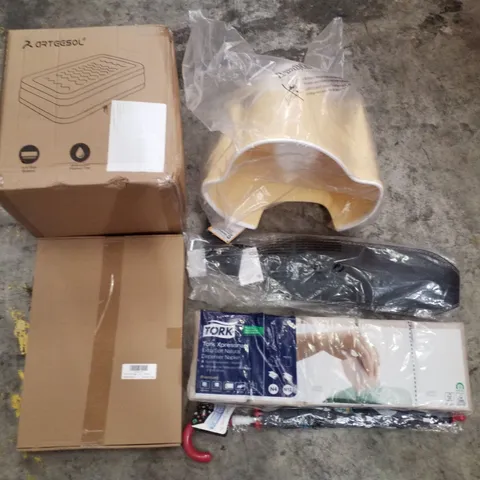 PALLET CONTAINING ASSORTED PRODUCTS INCLUDING AIR BED, LED NEON SIGNS, KIDS UMBRELLA, DISPENSER NAPKINS, LIFTING BELT & POTTY CHAIRS