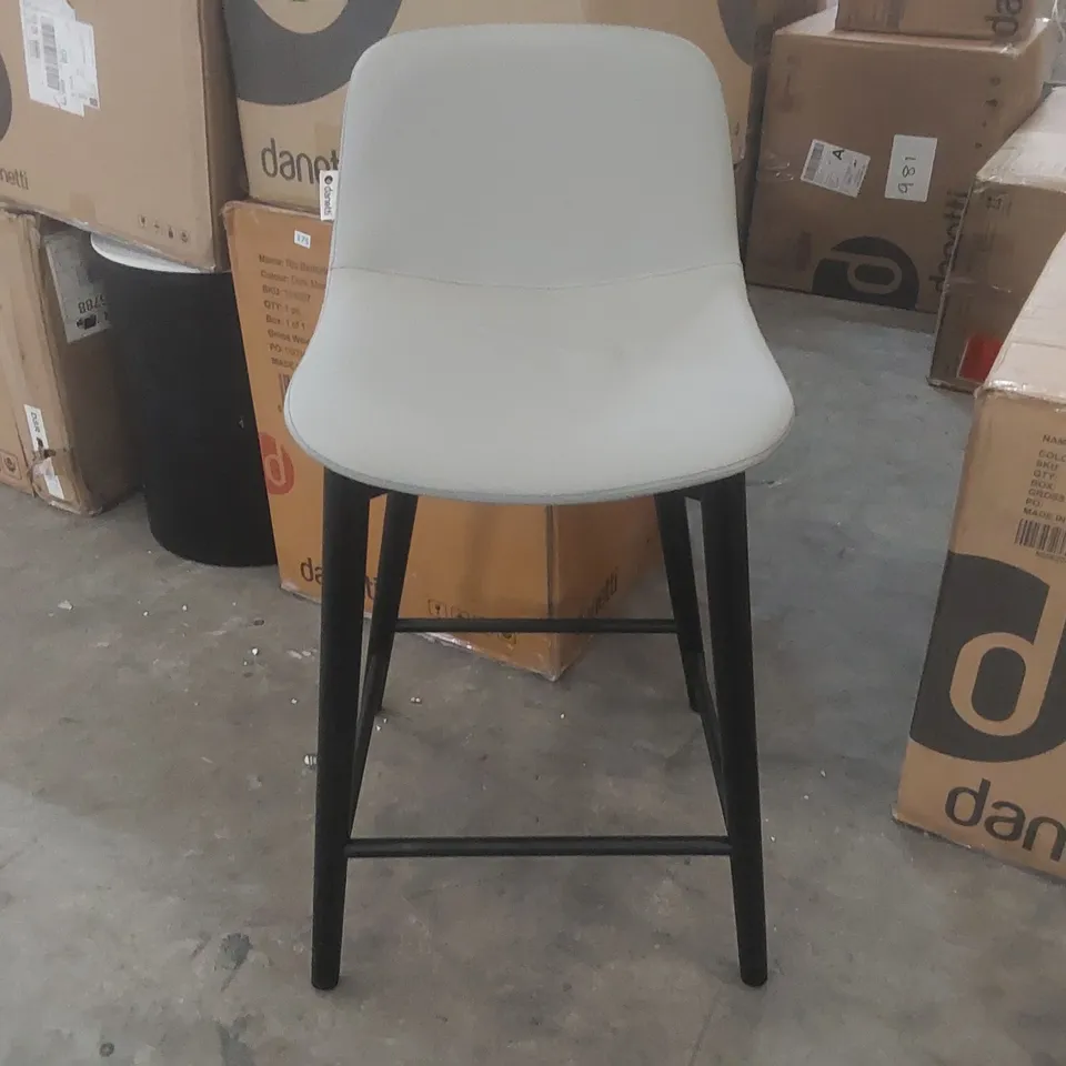 DANETTI HUDSON LIGHT GREY LEATHER BAR STOOL