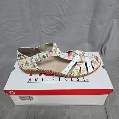 RIEKER FARBE MULTI COLOUR SANDALS SIZE 41 BOXED