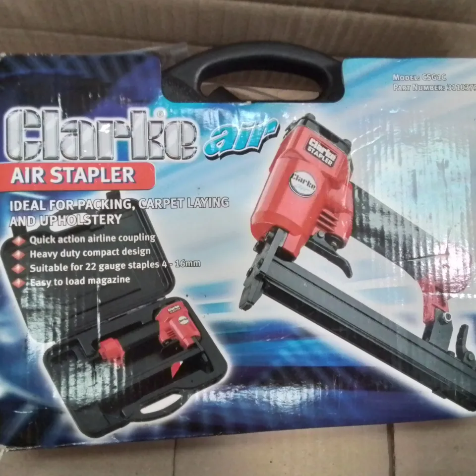 CLARKE AIR STAPLER – PNEUMATIC STAPLING GUN, BOXED