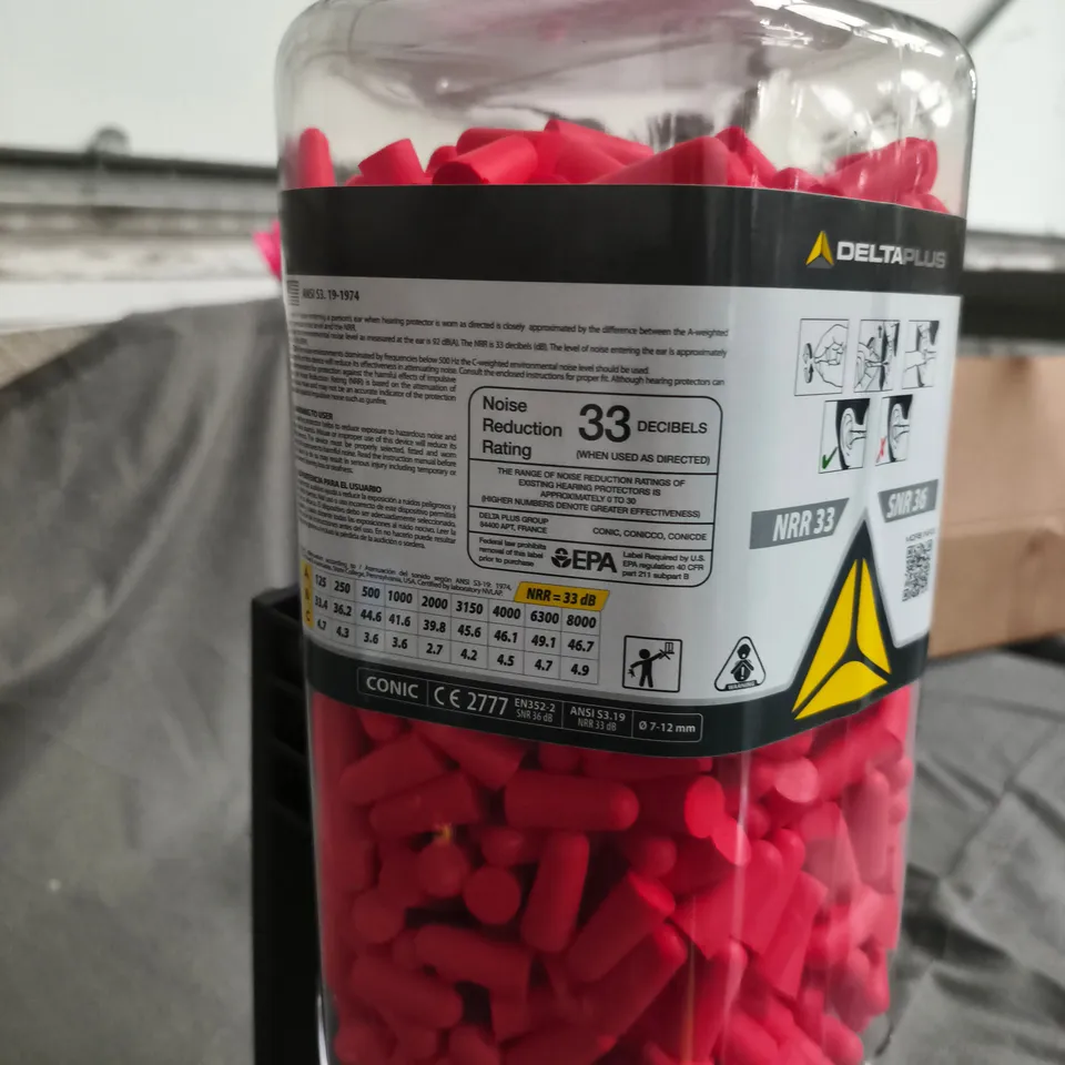 DELTA PLUS EAR PLUGS DISPENSER – PINK FOAM HEARING PROTECTION, NRR 33 DB (SNR 36)