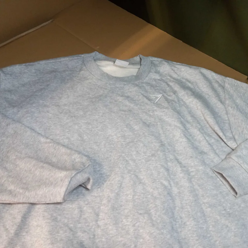 GYMSHARK GREY MARL FLEECED LINED FITNESS SWEATER - MEDIUM