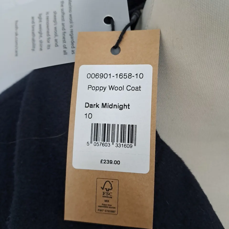 HUSH POPPY WOOL COAT SIZE 10