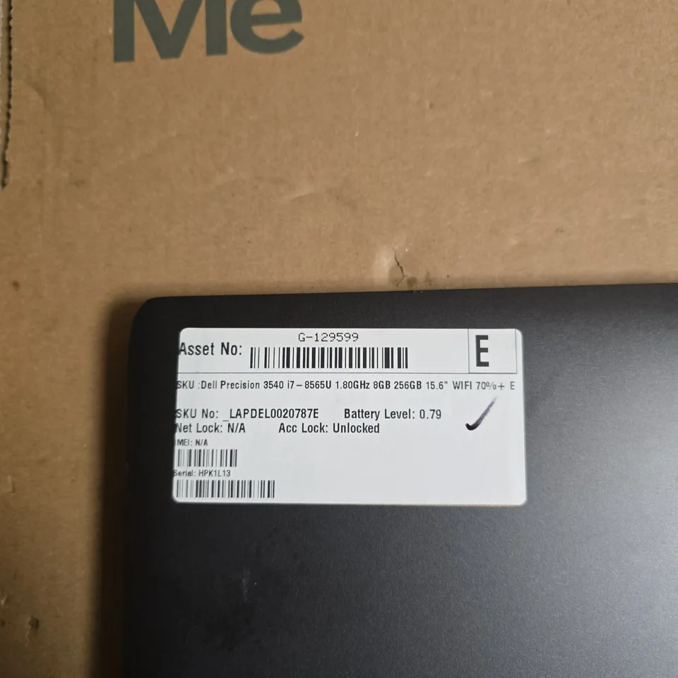 DELL PRECISION 3540 LAPTOP – I7-8565U, 8GB RAM, 256GB SSD, 15.6 INCH DISPLAY