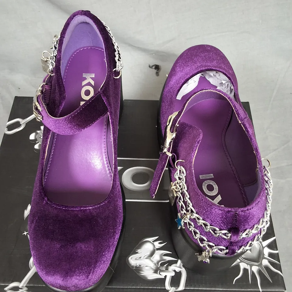 BOXED KOI TIRA MARY JANE'S FATAL TOUCH EDITION IN PURPLE - UK 6
